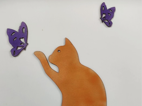 Introducing the Marvelous Butterfly Cat Wall Decor: Crafted by Spider X1S Laser Engraving Machine