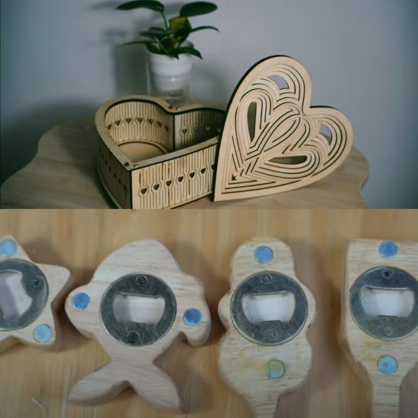 Crafting Wooden Masterpieces: Bottle Opener and Heart-Shaped Box with the S1 Laser Engraver